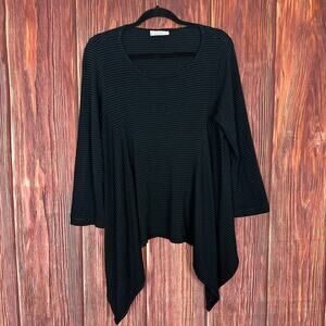 Bryn Walker Stripe Asymmetric Top Long Sleeve Lagenlook Size Small S